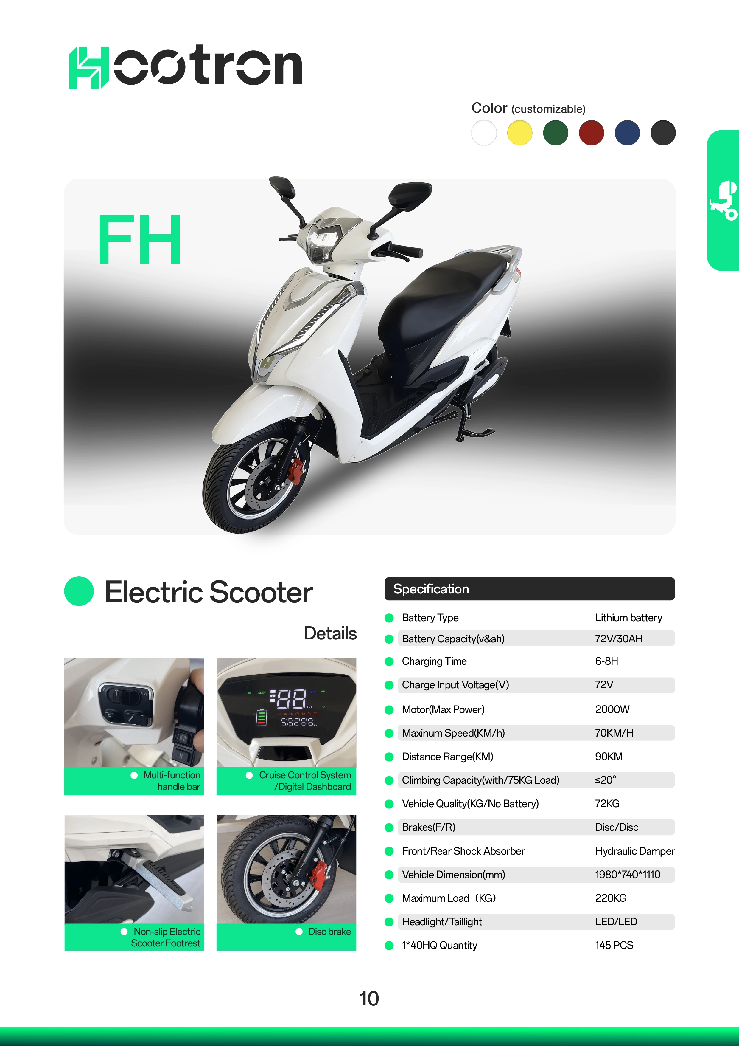 Hootron FH premium electric scooter white