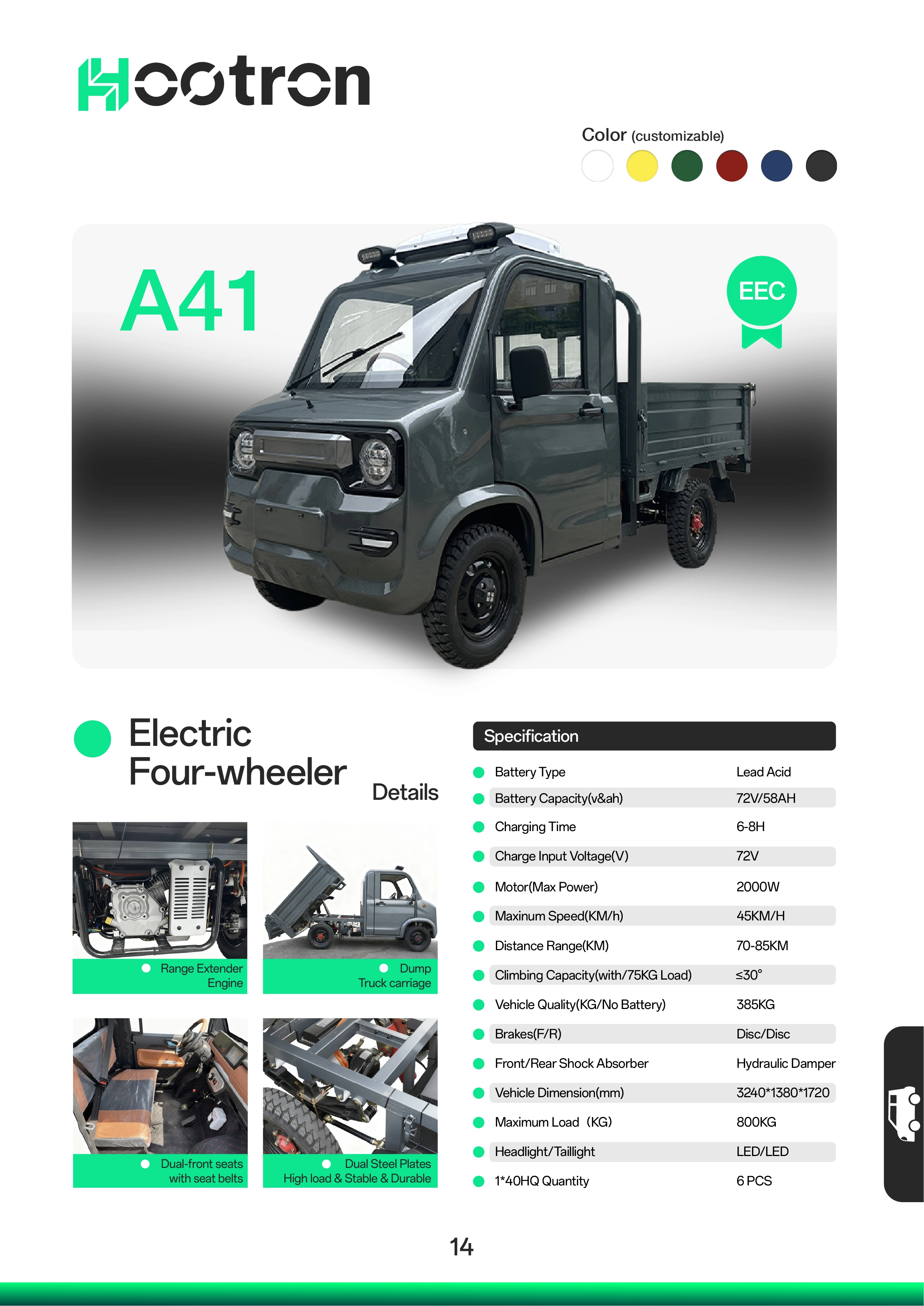 Hootron A41 electric micro four-wheeler truck
